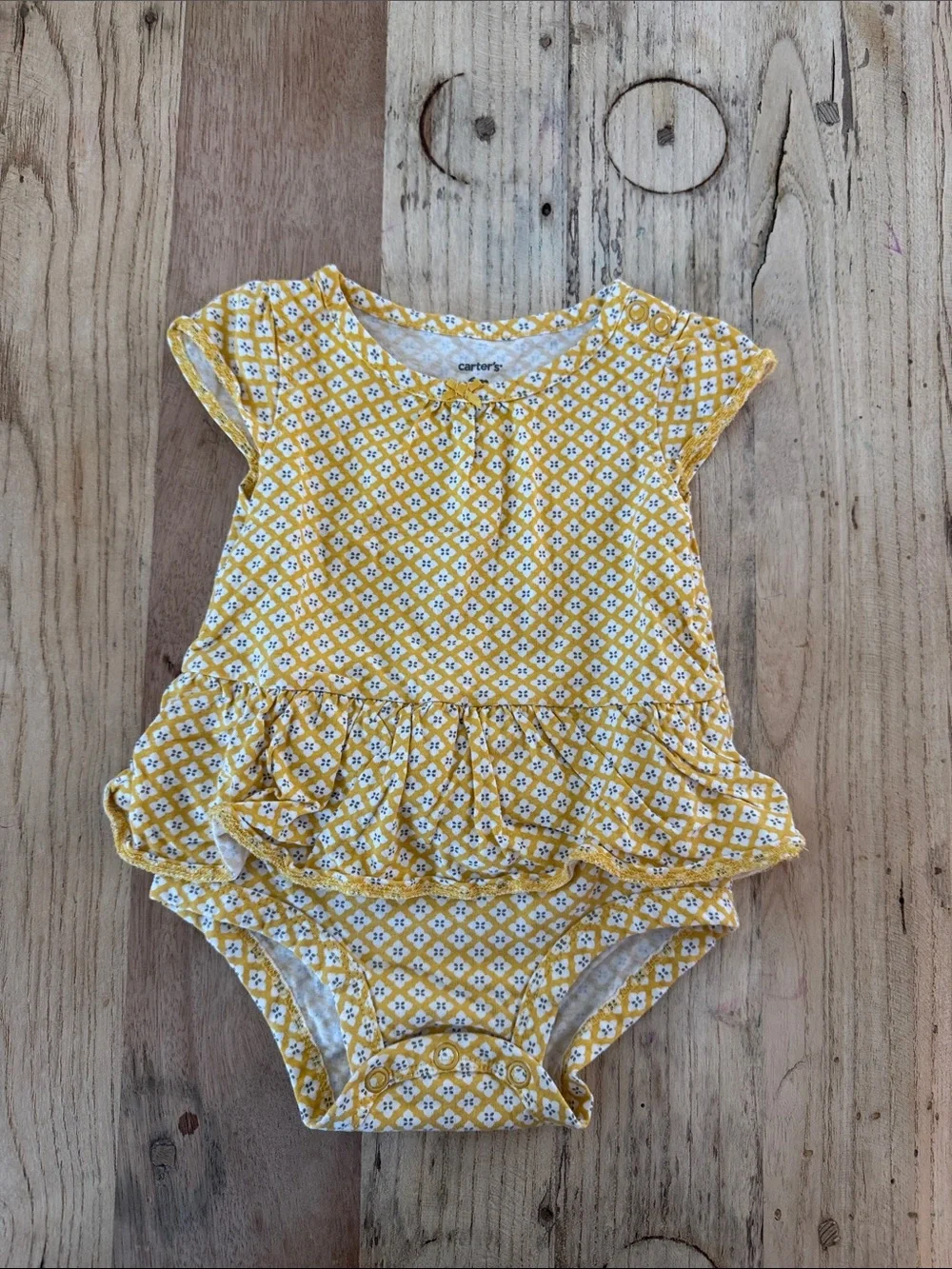 Carter's Yellow Floral Ruffle One-Piece Bodysuit